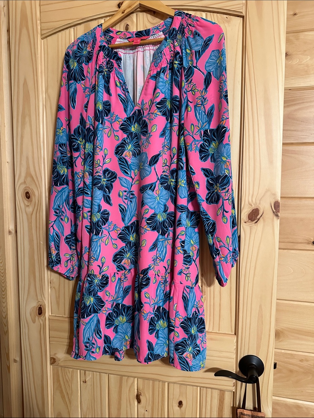 Lilly Pulitzer Pink Blue Tropical Print Dress